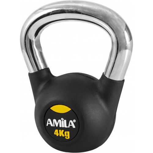 AMILA Kettlebell Rubber Cover Cr Handle 4Kg