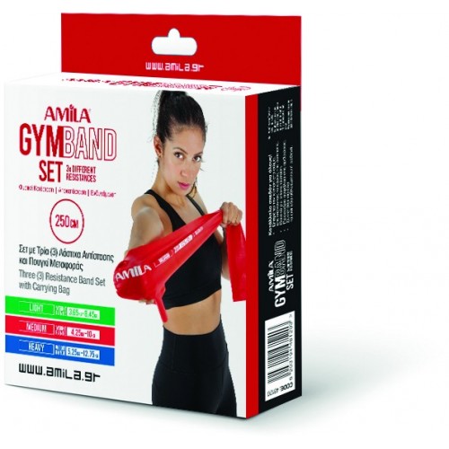 ΣΕΤ 3ών AMILA GYMBAND 2.5m (Πράσινο, Κόκκινο & Μπλε)
