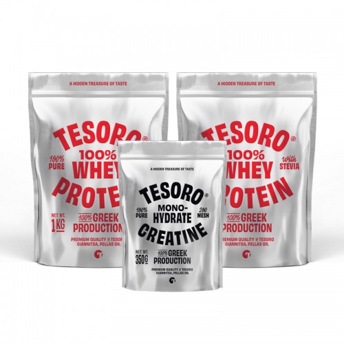 TESORO 2KG Πρωτεΐνη Ορού Γάλακτος & 350g Κρεατίνη PACK