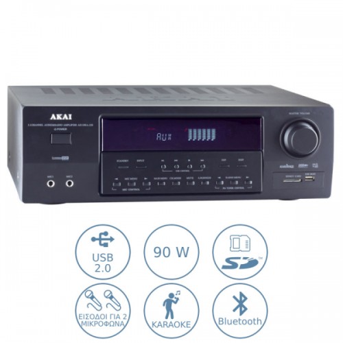 AKAI ΡΑΔΙΟΕΝΙΣΧΥΤΗΣ KARAOKE ΜΕ ΒΤ και USB 90W