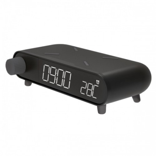 Ksix Qi ALARM CLOCK RETRO WIRELESS CHARGER 10W black