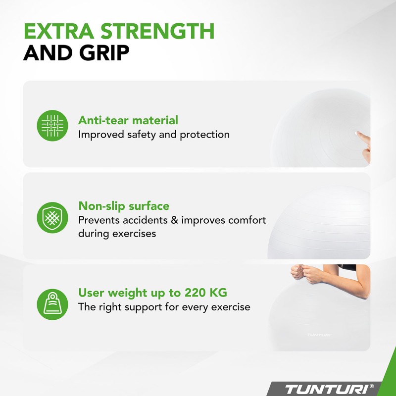 Tunturi Μπάλα Gymball 65cm Λευκή Anti Burst Tunturi Μπάλα Gymball 65cm Λευκή Anti Burst