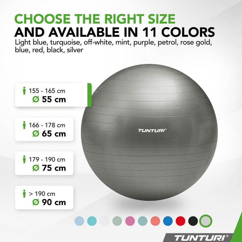 Tunturi Μπάλα Gymball 55cm Ασημί Anti Burst Tunturi Μπάλα Gymball 55cm Ασημί Anti Burst