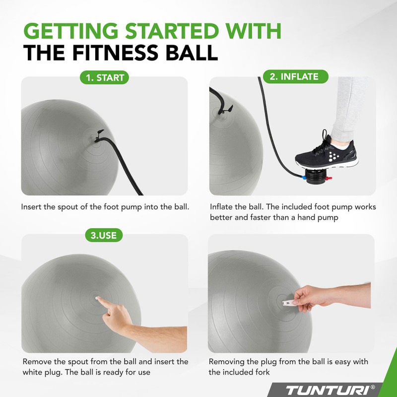 Tunturi Μπάλα Gymball 65cm Ασημί Anti Burst Tunturi Μπάλα Gymball 65cm Ασημί Anti Burst