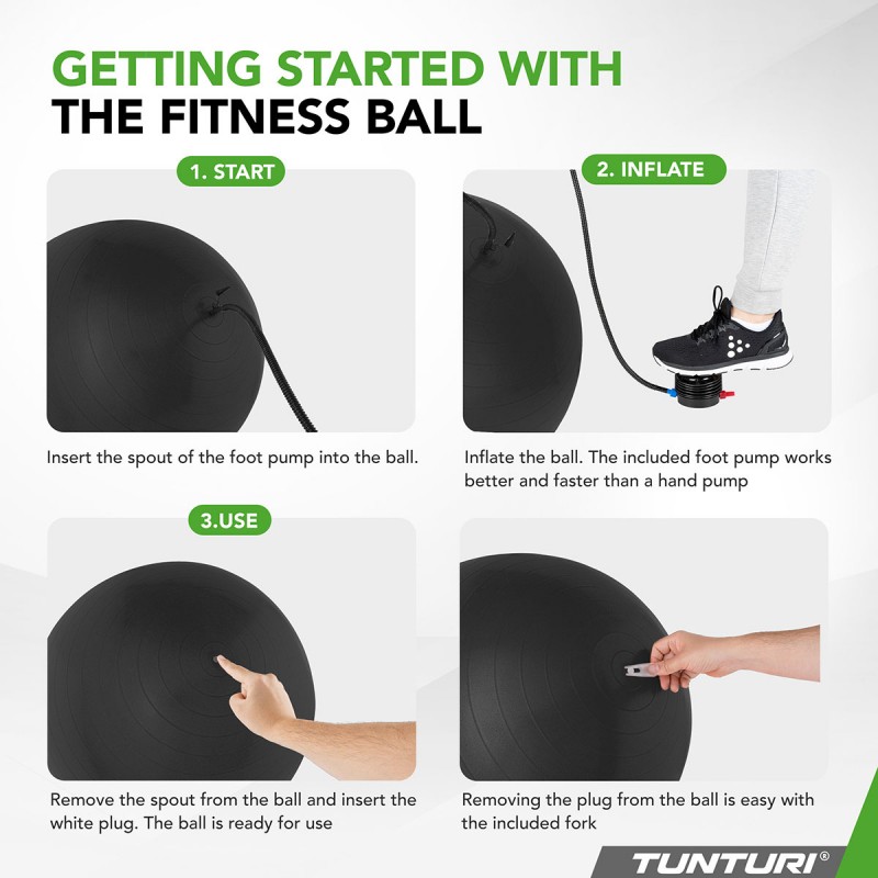 Tunturi Μπάλα Gymball 65cm Μαύρη Anti Burst Tunturi Μπάλα Gymball 65cm Μαύρη Anti Burst