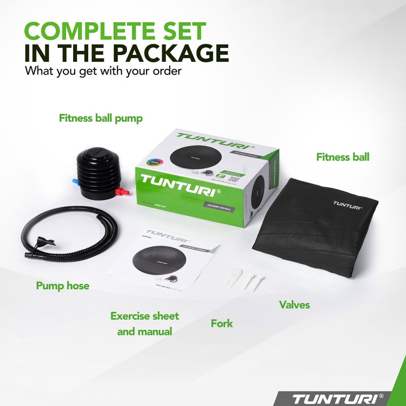 Tunturi Μπάλα Gymball 65cm Μαύρη Anti Burst Tunturi Μπάλα Gymball 65cm Μαύρη Anti Burst