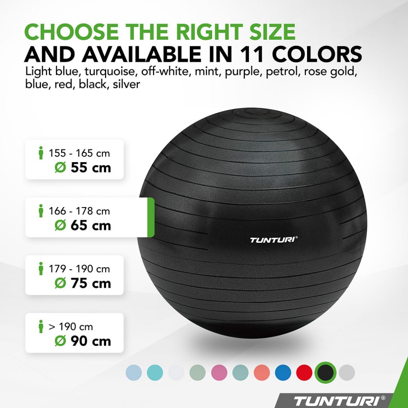 Tunturi Μπάλα Gymball 65cm Μαύρη Anti Burst Tunturi Μπάλα Gymball 65cm Μαύρη Anti Burst