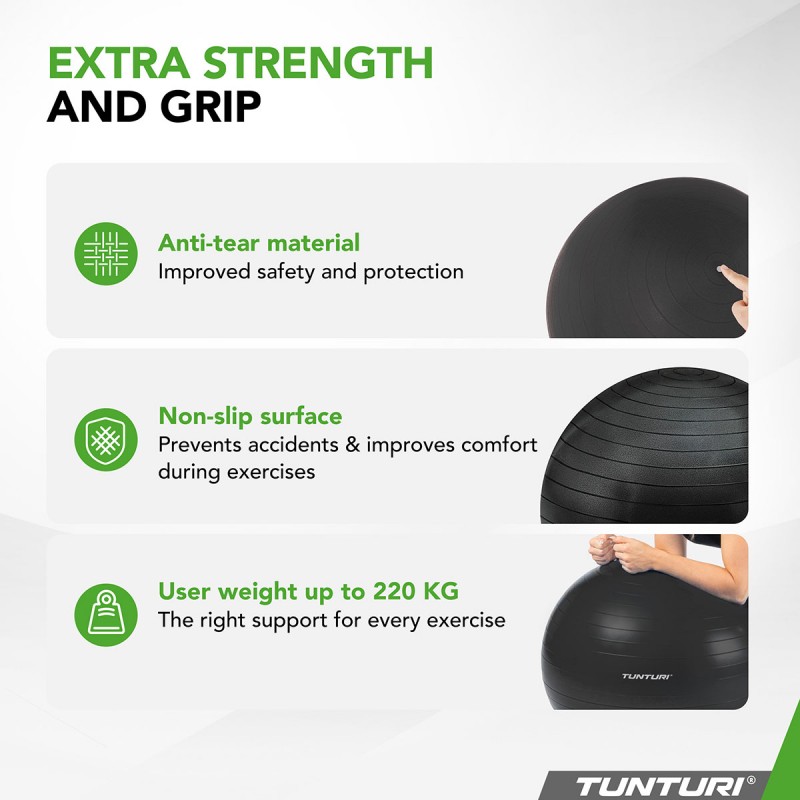 Tunturi Μπάλα Gymball 65cm Μαύρη Anti Burst Tunturi Μπάλα Gymball 65cm Μαύρη Anti Burst