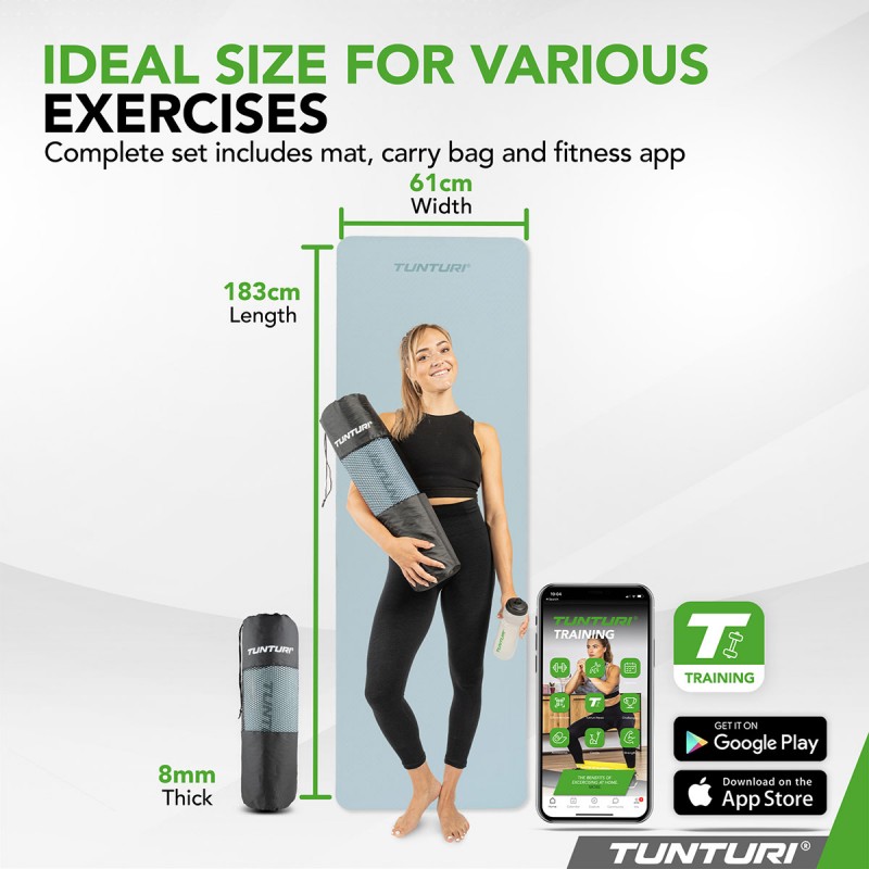 Tunturi Στρώμα Γιόγκα 8mm - Γαλάζιο Tunturi Στρώμα Γιόγκα 8mm - Γαλάζιο