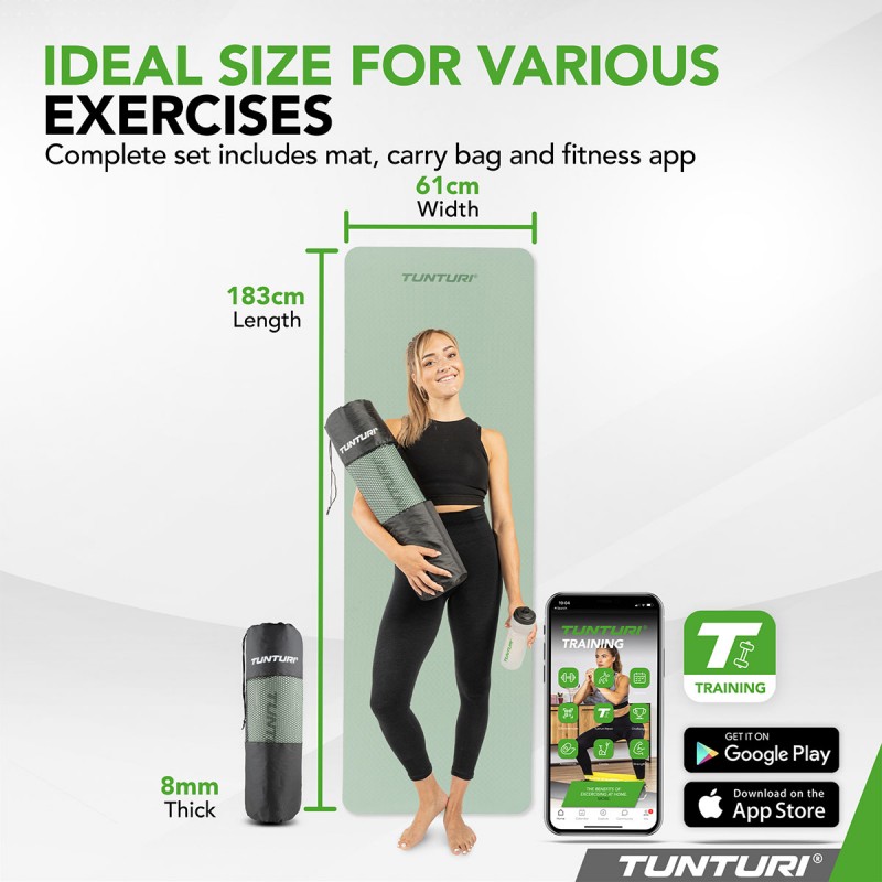 Tunturi Στρώμα Γιόγκα 8mm - Μέντα Tunturi Στρώμα Γιόγκα 8mm - Μέντα