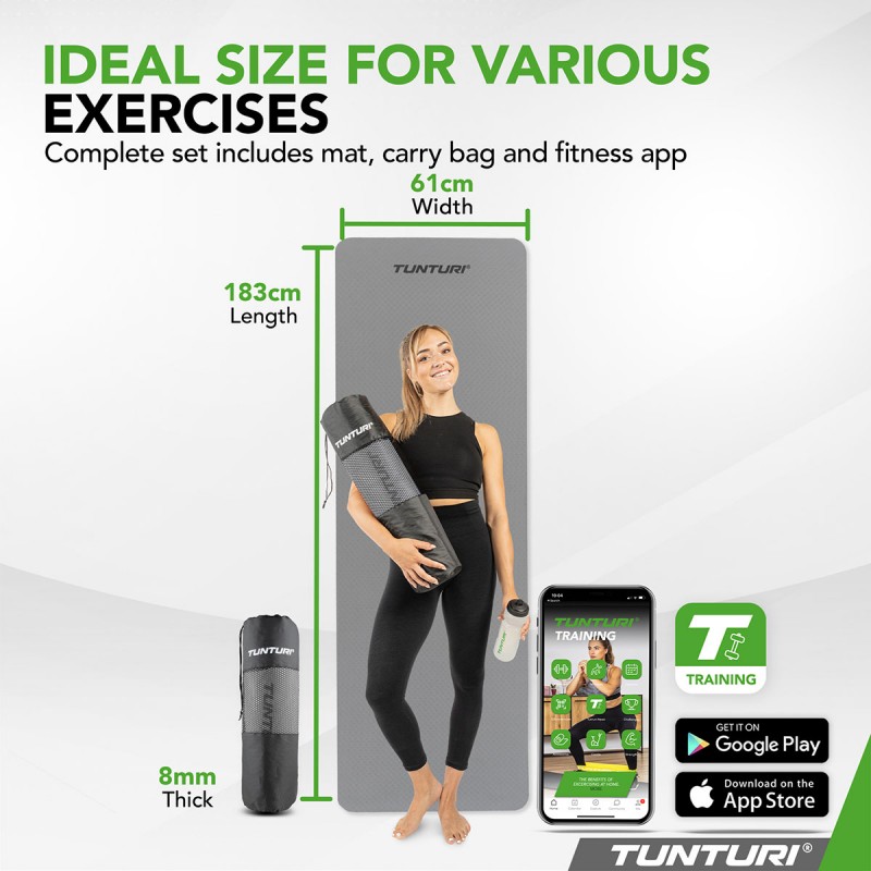 Tunturi Στρώμα Γιόγκα 8mm - Γκρι Tunturi Στρώμα Γιόγκα 8mm - Γκρι